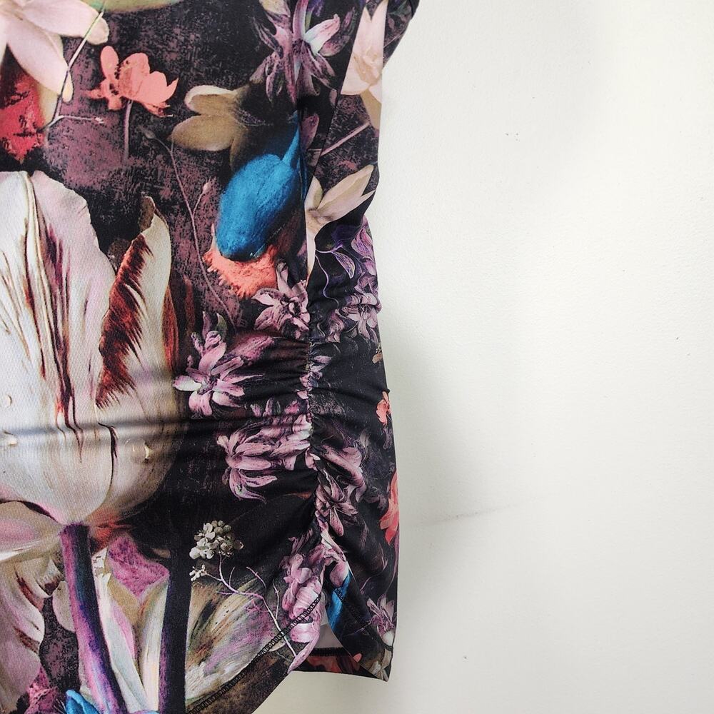 Calia by Carrie Underwood Tank Top Large Floral Print Racerback Ruching Sports - Picture 6 of 11
